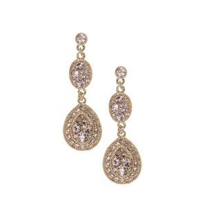 Authentic Givenchy Gold Crystal Pear Shape Drop Earrings